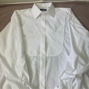 Canali White Bib-Front Dress Shirt with French cuffs Men 16.5/42